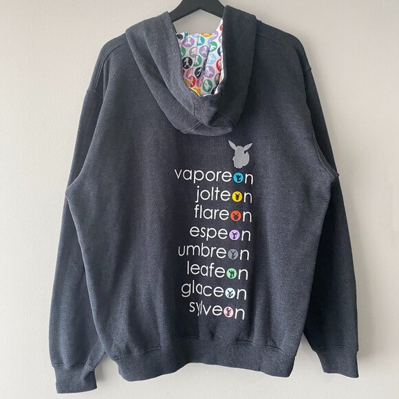 Pokémon Center 2016 Grey Multicolour Hood Eevee Evolutions Zip Up Hoodie - Picture 2 of 15